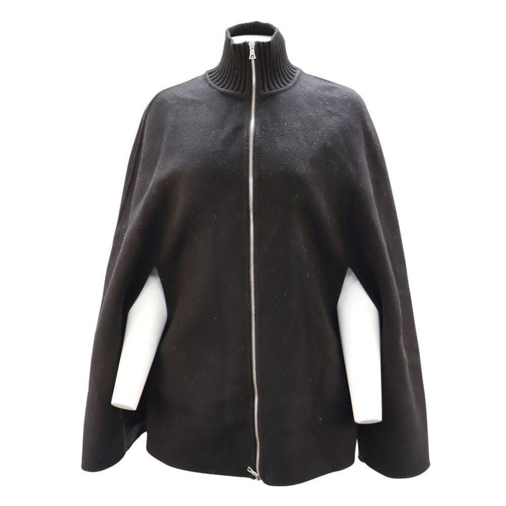 Sandro Paris Zip Cape Jacket in Black Wool